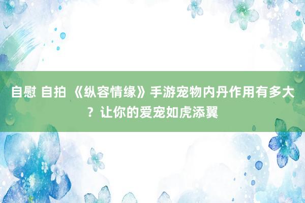 自慰 自拍 《纵容情缘》手游宠物内丹作用有多大？让你的爱宠如虎添翼